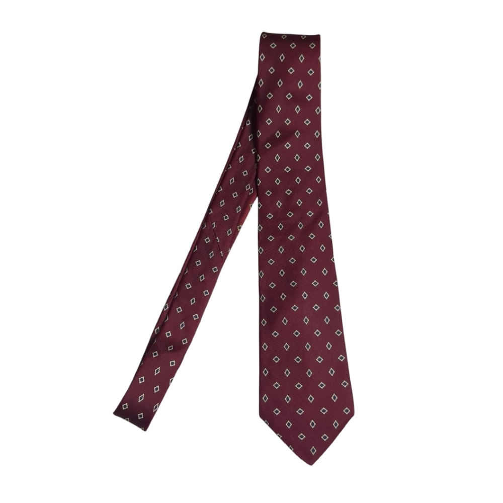 Vintage Etienne Aigner Men's Necktie Tie Red Pattern Geometric 100 %Silk